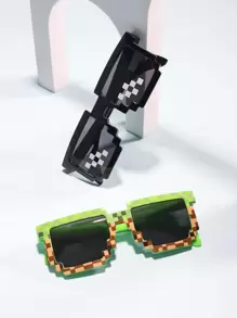 2pairs Kids Geometric Frame Fashion Glasses - Grey - View 1