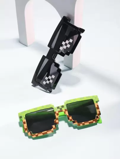 2pairs Kids Geometric Frame Fashion Glasses