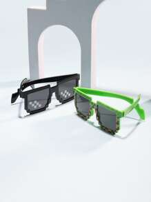 2pairs Kids Geometric Frame Fashion Glasses - Grey - View 2