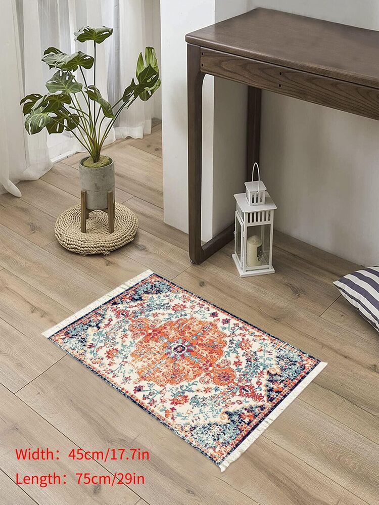 1 pieza Alfombra voluta con diseño de fleco - Multicolor - Ver 5