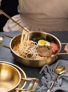 1pc Stainless Steel Soup Pot - Gold - View 2