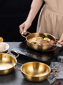 1pc Stainless Steel Soup Pot - Gold - View 4