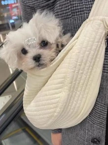 1入組素色便攜寵物攜帶包 - 白色 - 查看 5