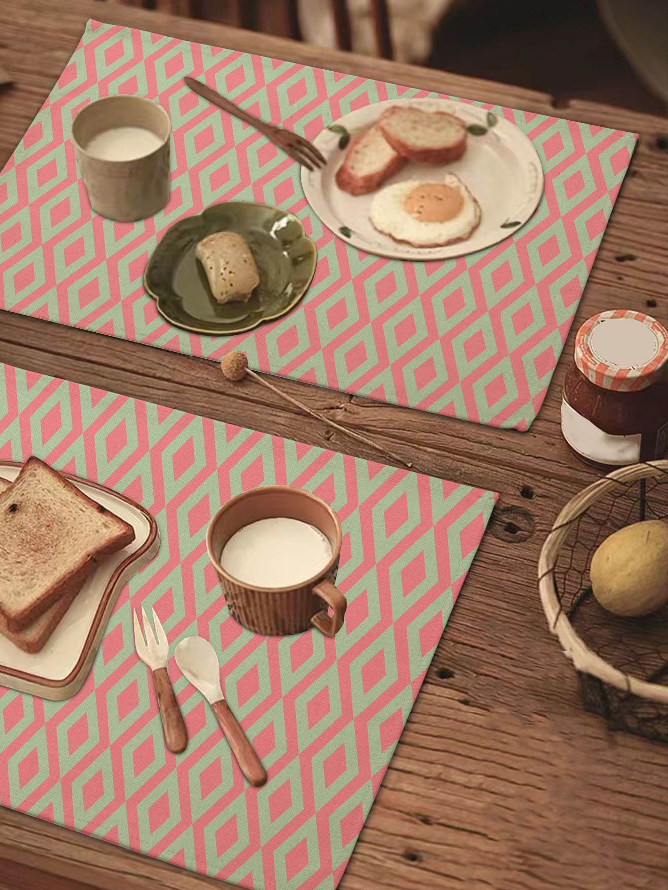 1 pieza Mantelito individual con patrón geométrico - Multicolor - Ver 1