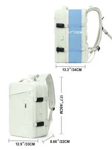 17英寸中號功能背包正面拉鍊帶 USB 充電端口書包書包書包書包背包學校背包筆記本電腦包電腦包書包背囊單肩包旅行包運動包書包學習用品高中高中生大學生初中生中學生在校學生研究生大學生學校大學生商務戶外徒步旅行露營運動 - 薄荷綠 - 查看 3