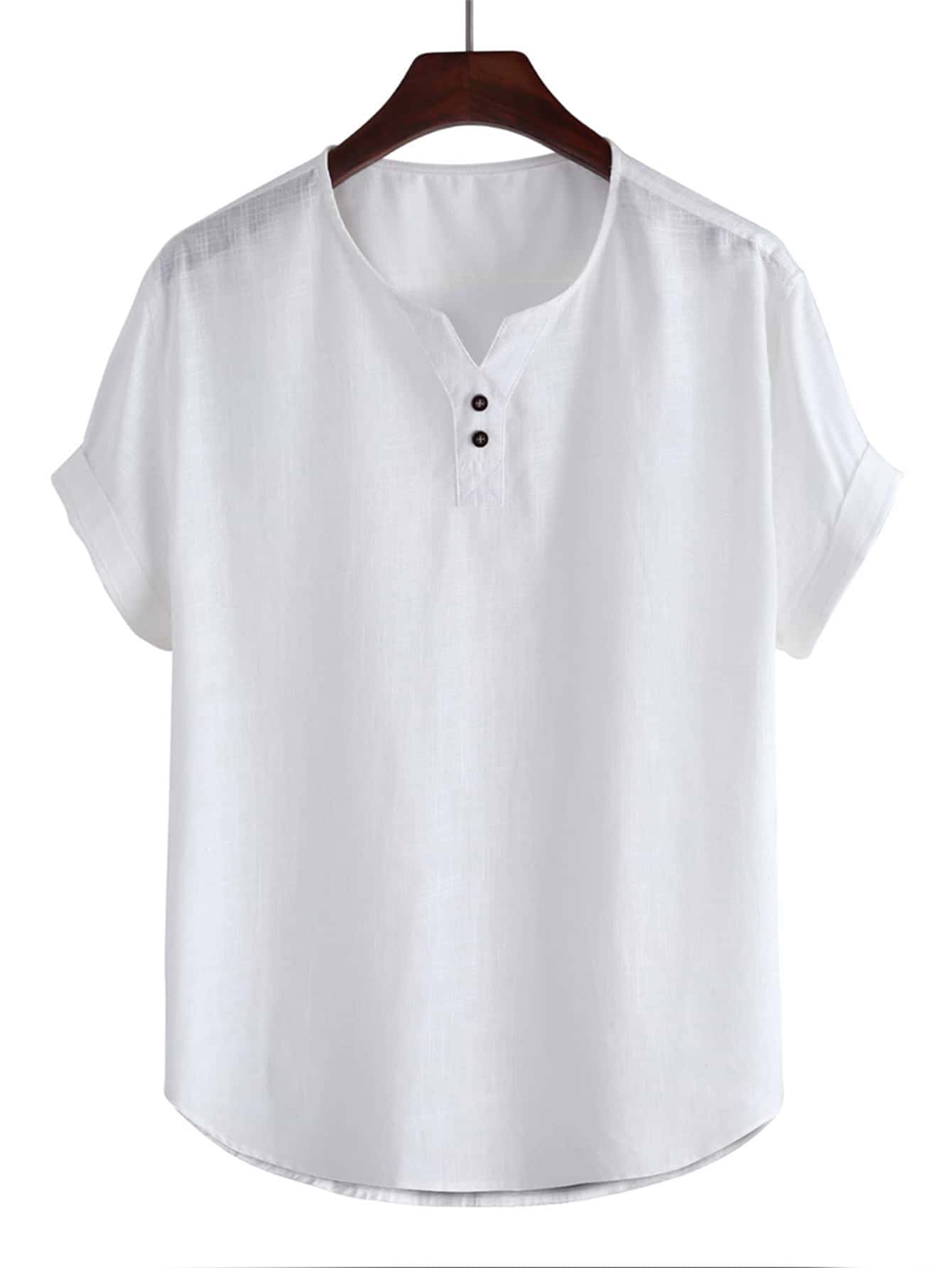Manfinity Hombres Camisa Con Detalles De Botones Y Cuello En V - Blanco - Ver 1