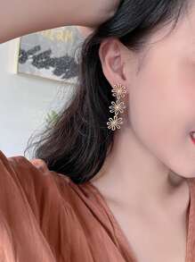 花耳墜 - 金黃色 - 查看 3