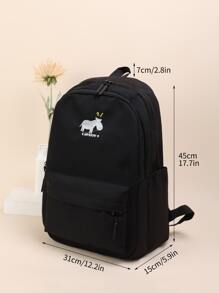 Mochila clásica con estampado de dibujos animados y letra - Negro - Ver 3