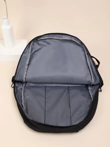 Mochila clásica con estampado de dibujos animados y letra - Negro - Ver 5