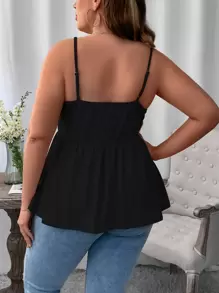 SHEIN Essnce Plus Peplum Cami Top - Black - View 2