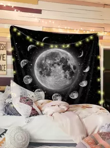 Moon & Planet Pattern Tapestry - Multicolor - View 1