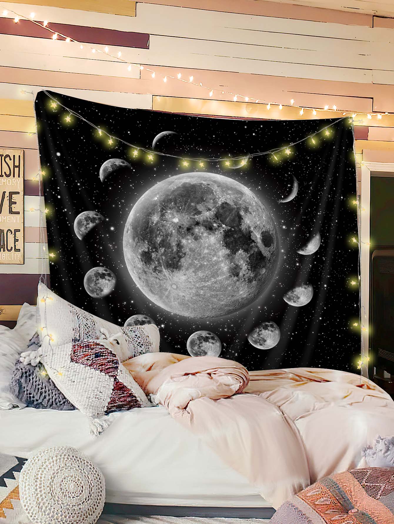 Moon & Planet Pattern Tapestry - Multicolor - View 1