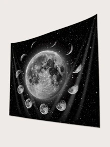 Moon & Planet Pattern Tapestry - Multicolor - View 2