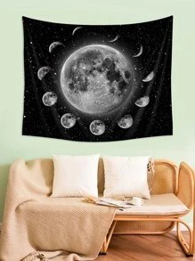Moon & Planet Pattern Tapestry - Multicolor - View 5