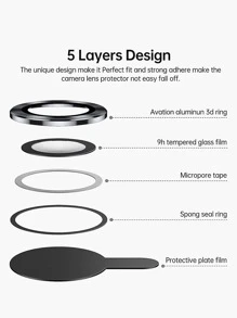 3入組鏡頭保護膜，相容於 iPhone 15/15Pro/15Plus/15Promax - 黑色 - 查看 3