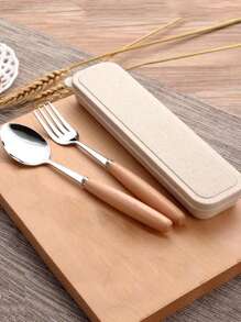 1Set Wooden Handle Flatware - Coffee Brown - View 5