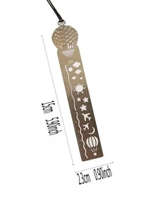 4入組/套銀色太陽和星星圖案鏤空書籤鋁質多用途閱讀書籤 - 銀色 - 查看 2