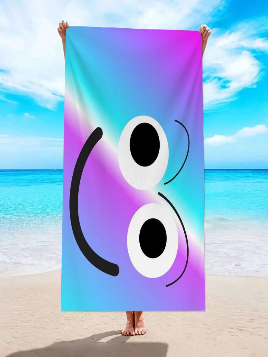 1入組表情圖案沙灘巾 - 彩色 - 查看 1