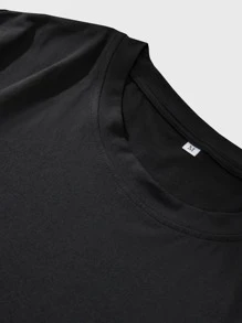 ROMWE MEN Guys Slogan Cartoon Face Graphic Tee - Black - View 3