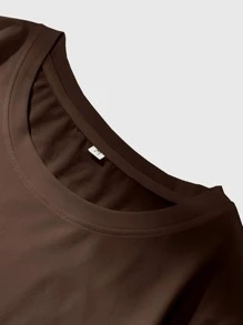 ROMWE MEN Grunge Punk Guys Skull & Letter Graphic Tee - Chocolate Brown - View 3