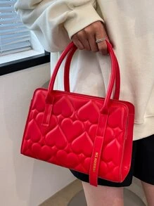 心壓花方包 - 紅色 - 查看 1