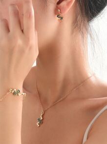 4pcs/set Rhinestone Snake Decor Jewelry Set - Yellow Gold - View 1