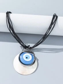 Evil Eye Charm Necklace - Multicolor - View 1
