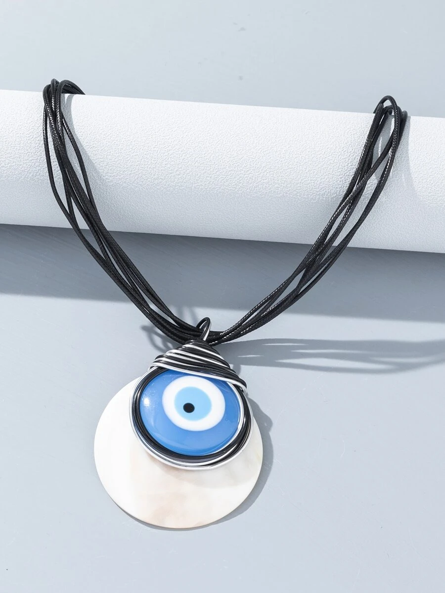 Evil Eye Charm Necklace - Multicolor - View 1