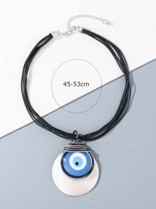 Evil Eye Charm Necklace - Multicolor - View 3