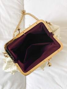 人造珍珠裝飾吻鎖雲朵包 - 白色 - 查看 6