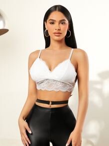 SHEIN SXY Top de tirantes crop con encaje - Blanco - Ver 6
