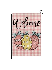 1pc Egg & Letter Graphic Flag - Multicolor - View 1