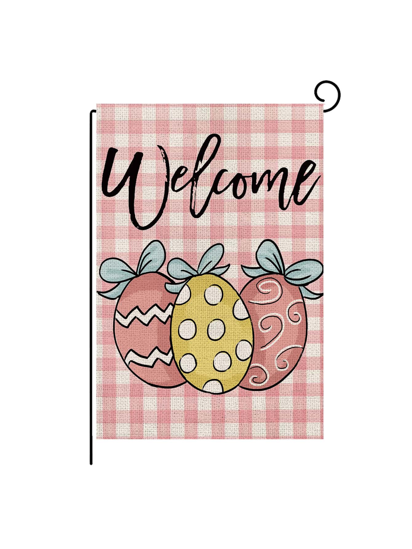 1pc Egg & Letter Graphic Flag - Multicolor - View 1