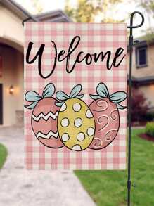 1pc Egg & Letter Graphic Flag - Multicolor - View 2
