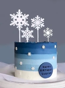 4入組創意現代白色雪花蛋糕裝飾 - 白色 - 查看 1