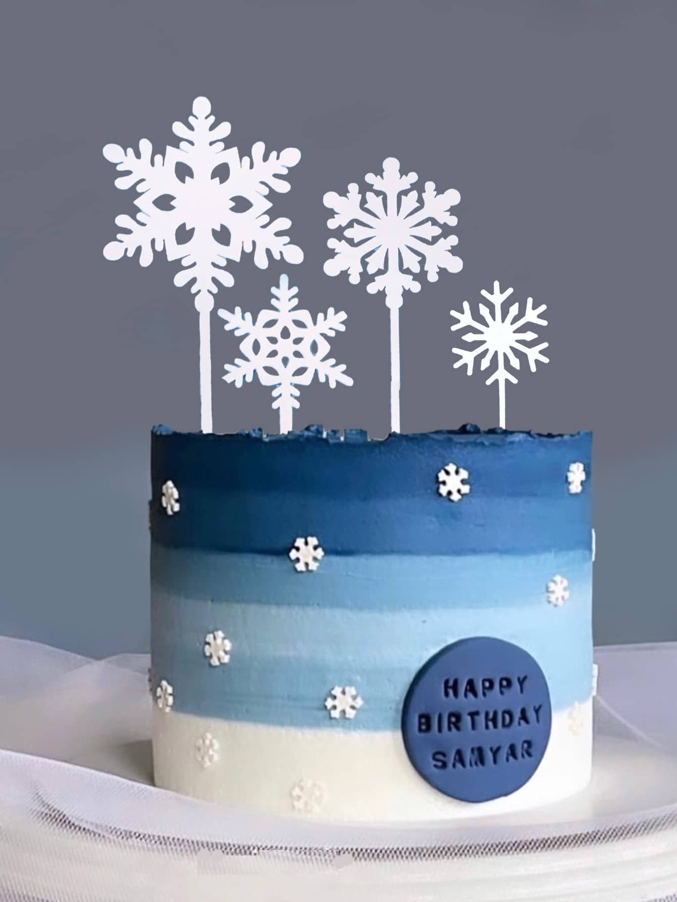 4入組創意現代白色雪花蛋糕裝飾 - 白色 - 查看 1