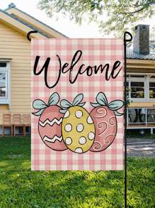 1pc Egg & Letter Graphic Flag - Multicolor - View 3