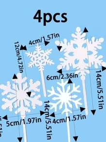 4入組創意現代白色雪花蛋糕裝飾 - 白色 - 查看 3