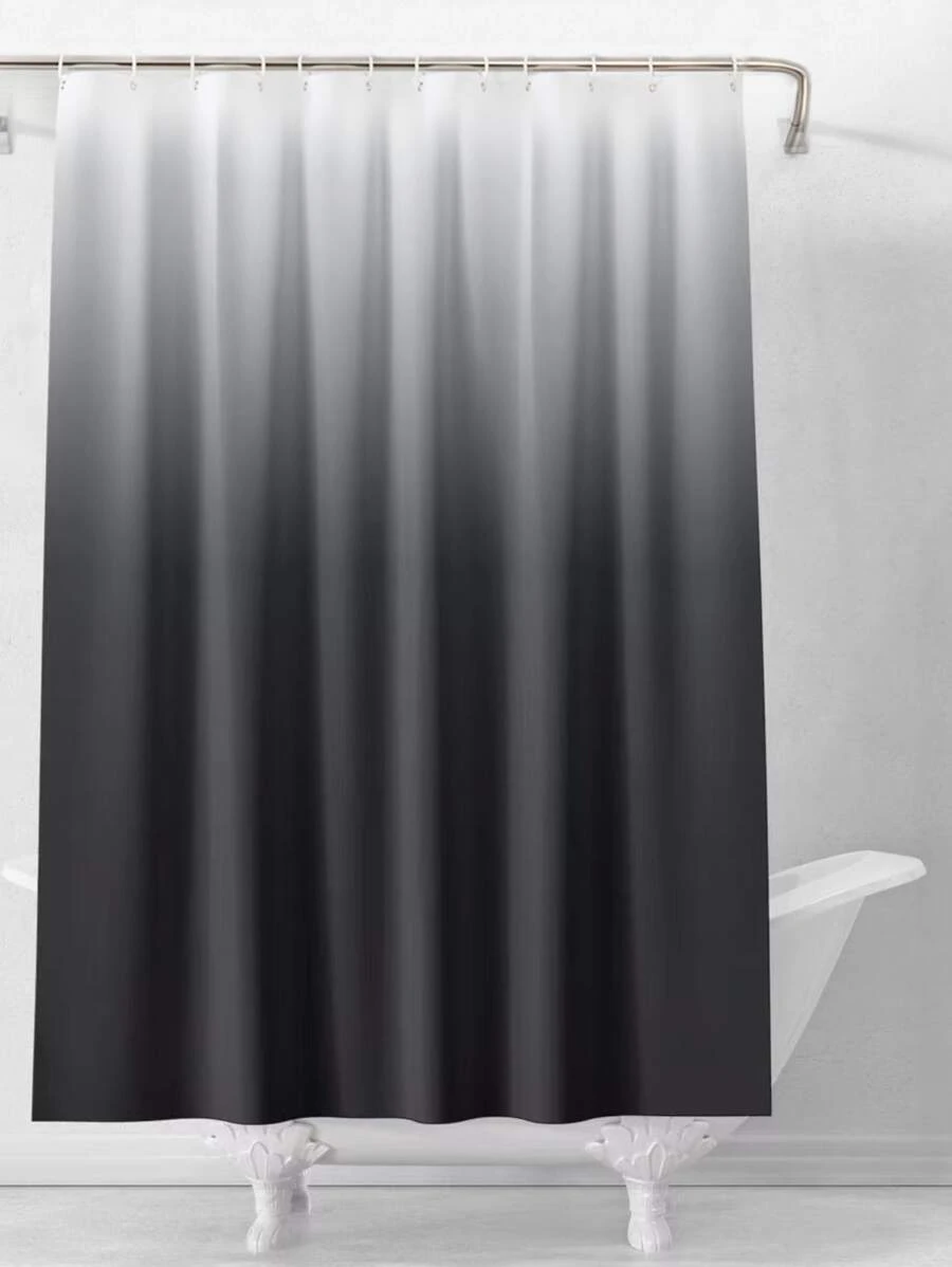 1pc Ombre Waterproof Shower Curtain - Dark Grey - View 1
