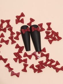 1pack Bow Design Nail Art Decoration - Red - View 1