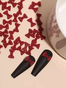 1pack Bow Design Nail Art Decoration - Red - View 5