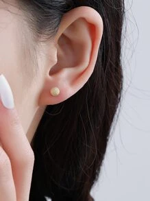 ELSEDES 1 par de aretes de plata de ley 925 con acabado mate, estilo minimalista elegante, hecho a mano para mujeres