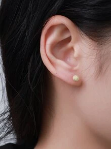 ELSEDES 1 par de aretes de plata de ley 925 con acabado mate, estilo minimalista elegante, hecho a mano para mujeres