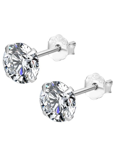 ELSEDES Cubic Zirconia Decor Silver Stud Earrings