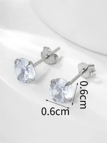 ELSEDES 方晶鋯石裝飾銀耳釘 - 銀色 - 查看 5