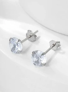 ELSEDES 方晶鋯石裝飾銀耳釘 - 銀色 - 查看 6