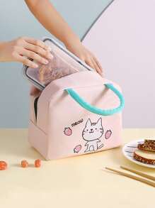 1pc Cartoon Graphic Lunch Bag - Pink - View 1