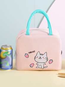 1pc Cartoon Graphic Lunch Bag - Pink - View 4