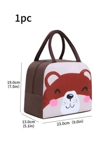 1pc Cartoon Bear Pattern Lunch Bag - Coffee Brown - View 3