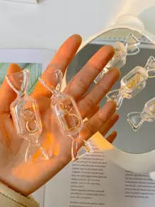 2pcs Mini Clear Candy Shaped Jewelry Storage Box,Novelty Plastic Earrings Necklace Storage Box For Home - Clear - View 1